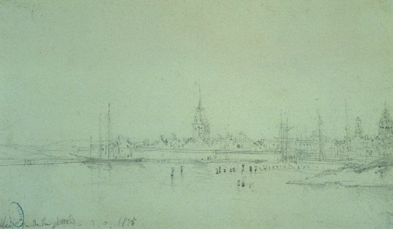 Vue du port de Calais en 1835