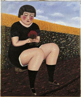 Camille Bombois, Jeune paysanne au bouquet de coquelicots