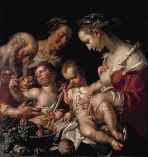 La Sainte Famille avec sainte Elisabeth et saint Jean-Baptiste enfant