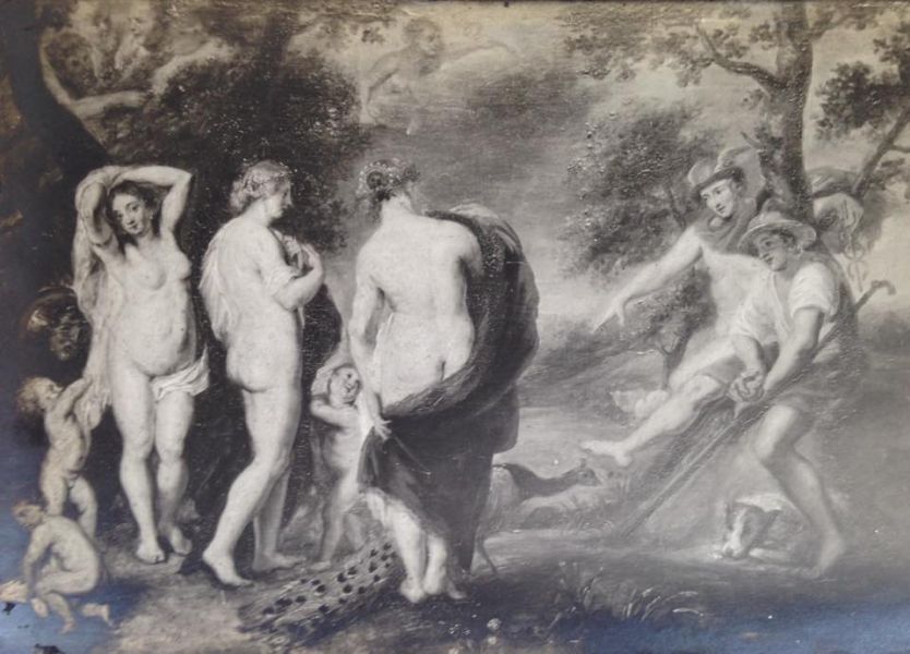 Photographie ancienne d'origine inconnue, détail représentant le tableau de Pierre Paul Rubens
Source : Archives du Musée des Beaux-Arts de Calais
