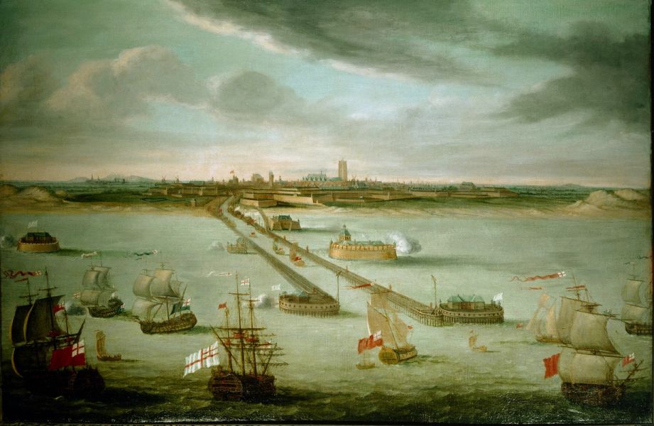 Vue du port de Dunkerque à l'occasion de l'arrivée des anglais le 19 juillet 1712