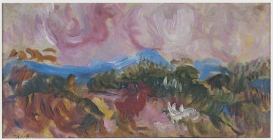 Paysage, 1941
huile sur papier marouflé sur contreplaqué
16,3 x 32 cm
Musée des Beaux-Arts, Béziers. Legs Laure Moulin, 1975. N° Inv. : 75.4.11