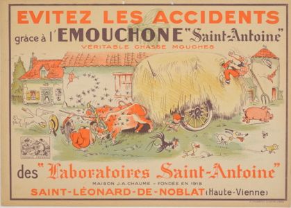 Evitez les accidents grâce à l'Emouchone "Saint-Antoine" véritable chasse mouches des "Laboratoires St-Antoine"