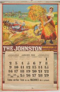 Calendrier The Johnston Harvester Co 1922