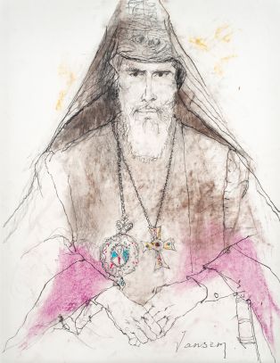 Monseigneur Norvan Zakarian, dessin vers 2000 ; © Photographe : Jean-Louis Losi