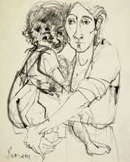 [Mère et enfant], dessin vers 1950