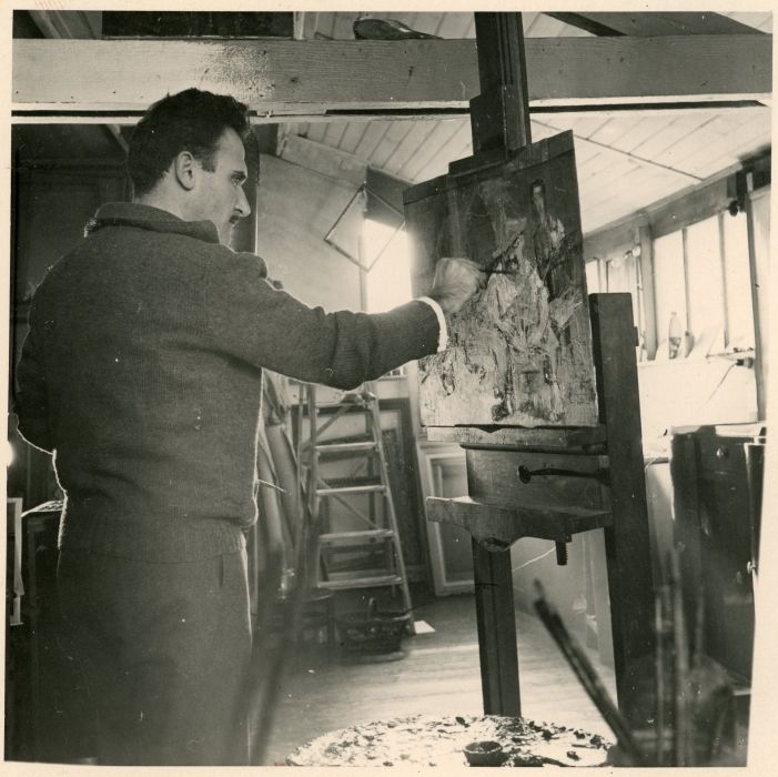vers 1952, Jansem dans son atelier-lavoir