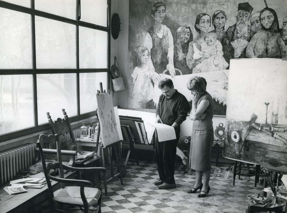 1962, avec H. Girod de l'Ain (1926-1989) dans son petit atelier (Issy-les-Mx)