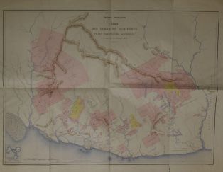Guyane Française ; plan des terrains aurifères et des concessions accordées à la date du 31 octobre 1878