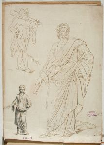 Trois sculptures antiques (Hygie, Hercule et un législateur ?) (recto) / Hercule (verso) (1684.6)