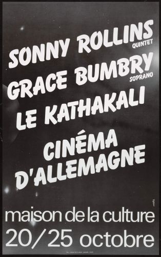 Sonny Rollins Quintet, Grace Bumbry Soprano, Le Kathakali, Cinéma d'Allemagne