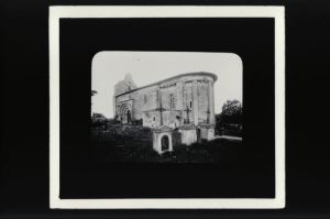 plaque de verre photographique ; Courpiac, clocher