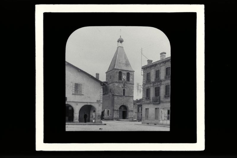 plaque de verre photographique ; Créon, l’église