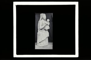 plaque de verre photographique ; Espiet, Gironde, statue de la Vierge