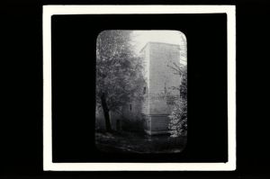 plaque de verre photographique ; Bassane, Gironde, Moulin de Piis, tour