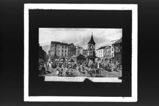 diapositive sur verre ; Le Marché en 1793 (reconstitution)