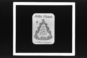plaque de verre photographique ; Billet d’entrée, Expérience, sans feu, du Globe aérostatique de M. Cazalet - au château Trompette