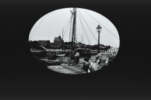 plaque de verre photographique ; Saint-Malo : le pont tournant