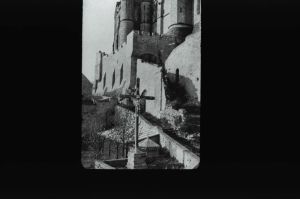 plaque de verre photographique ; Mont-Saint-Michel (Le) : le châtelet