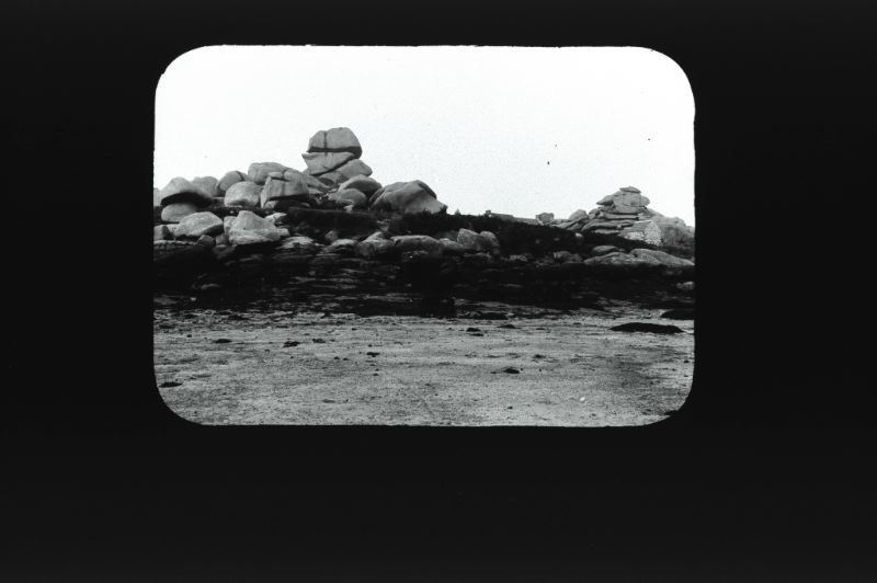 plaque de verre photographique ; Perros-Guirec : Ploumanach : rochers