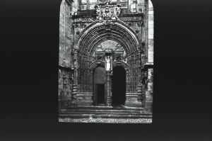 plaque de verre photographique ; Guingamp : église Notre-Dame-de-Bon-Secours : portail