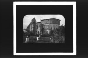 plaque de verre photographique ; Gironde, Quentin de Baron,  église, abside