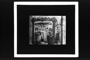 plaque de verre photographique ; La Sauve, peinture murale dans l’église
