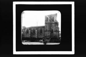 plaque de verre photographique ; Targon, l’église