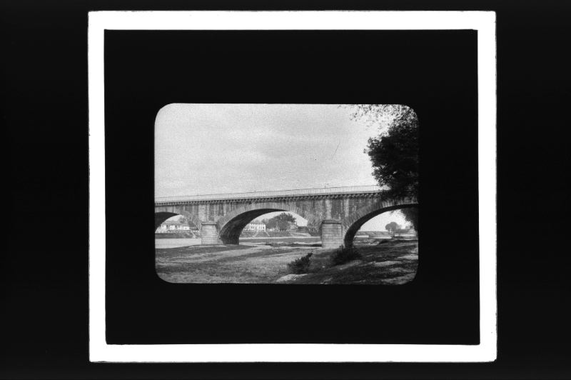 plaque de verre photographique ; Dax, Pont du chemin de fer