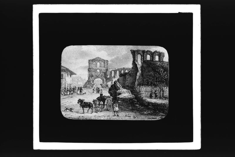 diapositive sur verre ; Palais Gallien par G. de Galard 1820
