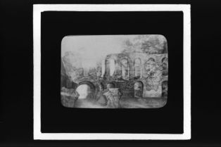 diapositive sur verre ; Palais Gallien en 1888 (fusain de line Tollide-Bordes)