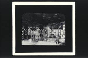 plaque de verre photographique ; La Brède, le château, la salle à manger