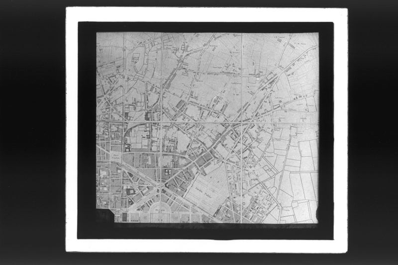 diapositive sur verre ; Partie du plan de Bordeaux par Pierrugues et Déro (1819) - Quartier Saint Seurin