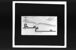 diapositive sur verre ; Plan dessiné de la Porte St Symphorien (Léo Drouyn) ; Porta de Sent Syphorian (titre de l'œuvre reproduite)