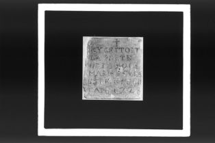 diapositive sur verre ; Inscription commémorative de la Porte des Trois Maries ou de la Cadène