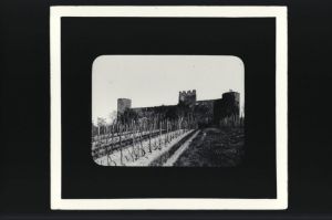 plaque de verre photographique ; Budos, Le château côté ouest