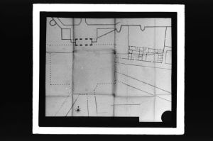 diapositive sur verre ; Plan de la porte et de la Place d'Aquitaine - 2ème projet