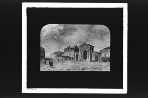 diapositive sur verre ; Bordeaux - Porte d'Aquitaine - 1830 d'après Lebrun