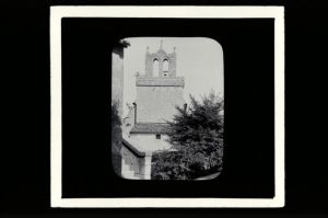 plaque de verre photographique ; Camarsac (Gironde), église et clocher XIV