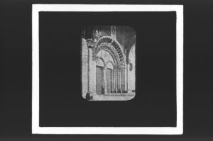 plaque de verre photographique ; Portail de Sainte-Marie d’Oloron