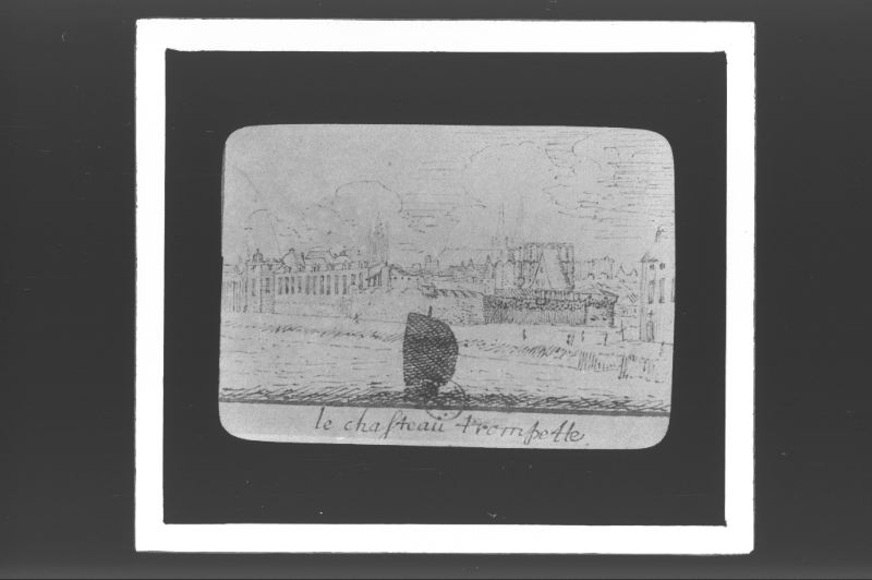 plaque de verre photographique ; Le Château Trompette d’après van der Hem (Bordeaux et le SO sous Louis XIII, pl. XII)