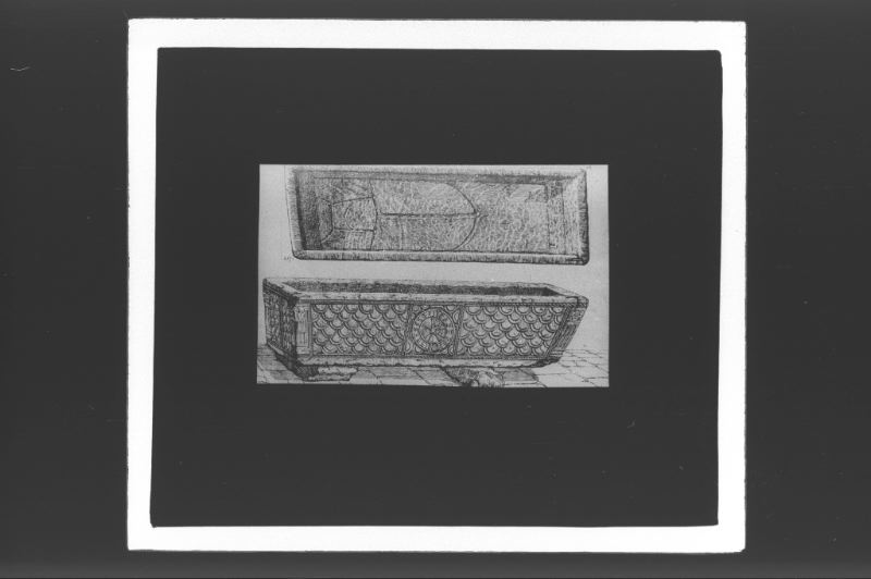plaque de verre photographique ; Cimetière St Michel, Sarcophage chrétien