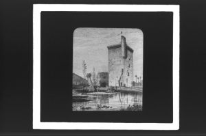 plaque de verre photographique ; Donjon de Lesparre, L. Drouyn Guienne militaire pl 133