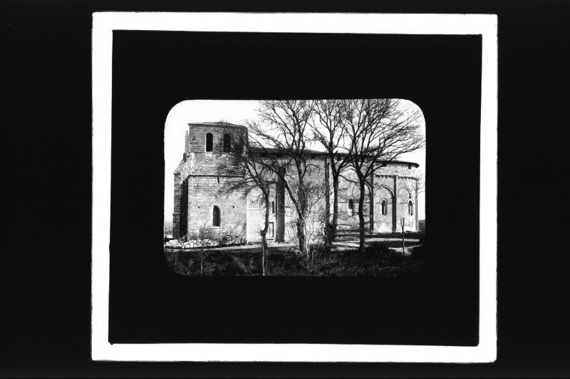 plaque de verre photographique ; Pujols, L’église