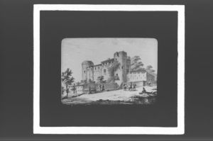 plaque de verre photographique ; La Réole, château des 4 Sos (Guienne mon)