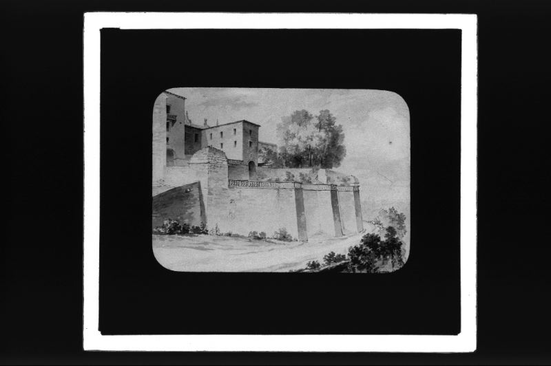 plaque de verre photographique ; Bazas, ancien évéché, P. Tessier