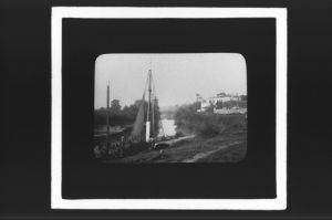 plaque de verre photographique ; Rions, le port