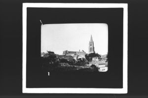 plaque de verre photographique ; Saint-Emilion, vue prise de la Porte Saint-Martin
