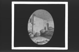 plaque de verre photographique ; Saint-Emilion, Porte Bourgeoise (L. Drouys)