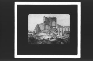 plaque de verre photographique ; Saint-Macaire, Ruines du château
